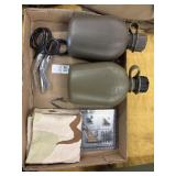 Military canteens, map protractors, medic