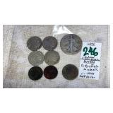 1943 Walking Liberty Half Dollar, (2) Indian Head