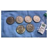 (6) Eisenhower Dollar Coins: (4) 1971, (1) 1972,