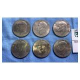 (6) Bicentennial Eisenhower Dollar Coins