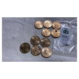 (10) U.S. Dollar Coins: (5) Sacagawea 2000-P, (5)