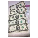 (5) $2 Bills : (3) 1976, (1) 1995, (1) 2009