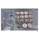 (15) Kennedy Half Dollars 1971-1996