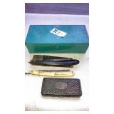 Old Straight Razors, Shaving Razor in tin, metal