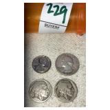 1956 Silver Quarter, (2) Buffalo Nickels, 1961