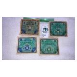 WW2 French Francs & German Mark paper money 1944