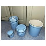3 ceramic canister set & 1 utensil holder