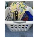 Laundry basket with placemats & variety of items