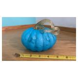 Aqua Blue Art Glass Pumpkin