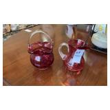 Handblown Mini Glass Vase and Pitcher