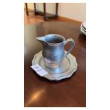 Pewter Creamer Pitcher and Tray