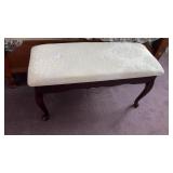 Floral White Wood Ottoman Bed Bench