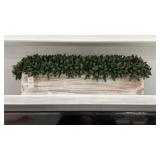 Barn Distressed Planter& faux greens 22 ï¿½ W