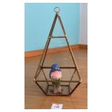 Geometric glass terrarium with brass metal frame
