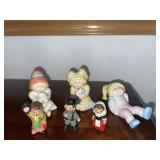 3 MINIATURE SPANISH MUD PEOPLE & 3 Cabbage Patch