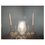 Crackle glass table lamp with brass Baldwin