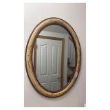 Brown Floral Oval Mirror