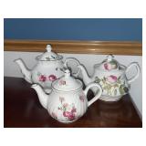 Roy Kirkham "Redoute Roses" teapot & 2 Arthur