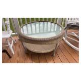 Glass Top Wicker Table