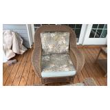 Wicker Arm Chair and Ottoman