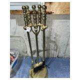 Brass? fireplace tool set