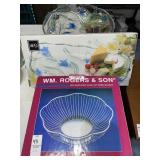2 Mikasa glass serving trays & 1 WM. Rogers