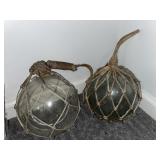 2 glass outdoor decor