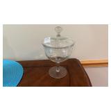 Etched Glass Footed Candy Jar