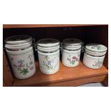 4 Pc Ceramic Locking Floral Jars
