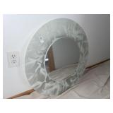 Large frosted  glass wall mirror -29 inches wide