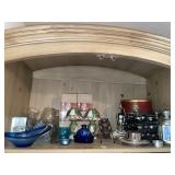 Shelf lot variety tea light candle holders, blue