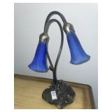 Metal Lily pond table lamp with blue - 16 inches