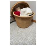 Large Wicker Hamper/Storage & towels