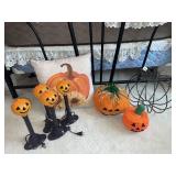Fall decor lot- metal pumpkin & lights