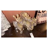 Glass Santa Sleigh and Reindeer Decor