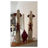 Red Vase and Angel Decorative Set