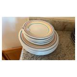 VTG Pier 1 Imports multi-striped rainbow plates,