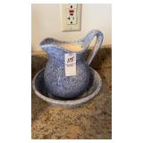 Speckled Blue Porcelain Pitcher & Bowl