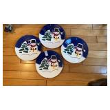 4 Snowman Plates 11 in