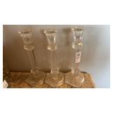 3 Crystal Candle Holders