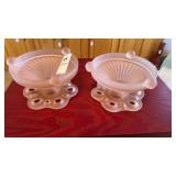 2 VTG pink frosted glass Anchor Hocking 'Old