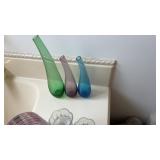 3 IKEA hand blown vases, battery candle light,