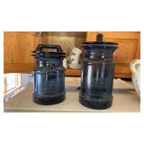 vintage cobalt blue glass canister jars