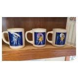 Vintage Morton Salt Girl Coffee Cup Set (3) Stem