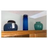 2 Decorative Vases and Cobalt Glass Canister