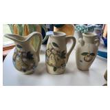 3 Stoneware Decorative Pitchers