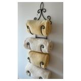 Polished Metal Towel Holder & towels