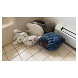 Lighted Swans, pottery sea shells