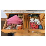 Two Drawers of Napkin Rings and Kitchen Items