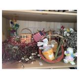 Shelf lots wreaths, baskets & decor items